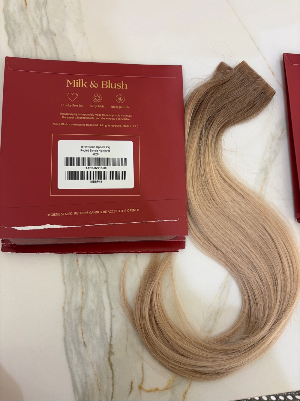Blonde Tape-In Hair Extensions - Rooted Blonde Highlights